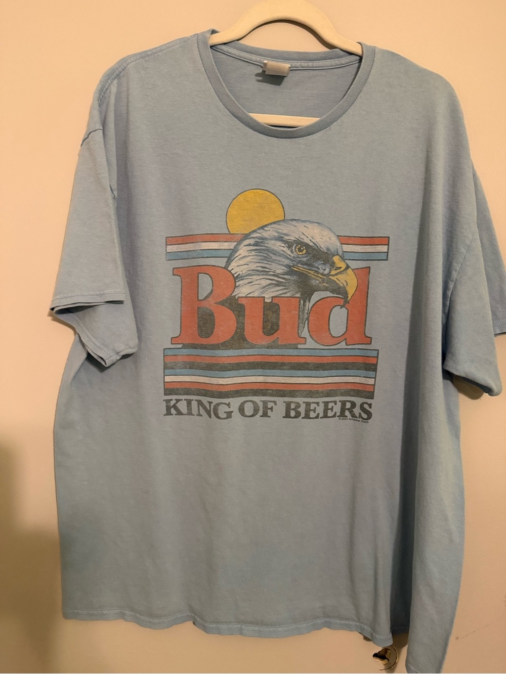 Graphic Tee - Junk Food Light Blue "King of Beers" Eagle Print